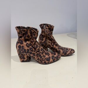 Marc Fisher Brown Ankle Boots with Chunky Heel